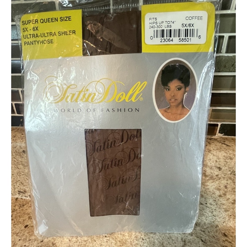 Vtg Satin Doll Panty Hose Ultra Ultra Sheer Super Queen Sheer 5X 6X Coffee